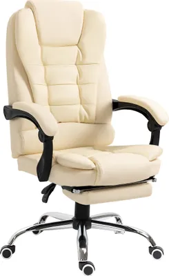 Immagine prodotto di Fortuna Lai Poltrona da ufficio con poggiapiedi, sedia da scrivania regolabile in altezza con funzione di inclinazione e braccioli, ecopelle, ergonomica