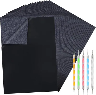 Image de Kit de papier carbone, 200 feuilles format A4, avec 5 outils de reproduction, pour dessiner et recopier