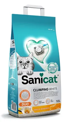 Immagine prodotto di Sanicat - Lettiera bianca ultra-agglomerante per gatti - Profumo di vaniglia e mandarino | He