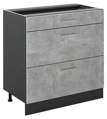 Imagen del producto de Mueble bajo de cocina Vicco R-Line Hormigón/Antracita 80 cm con 3 cajones sin encimera, Model 72383
