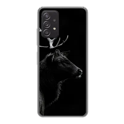 Produktbild von MuchoWow® Handyhülle Schutzhülle Hülle für Samsung galaxy a73 Hirsch - Schwarz - Porträt - Geweih - Tiere Silikon Softcase Handy Hülle - Handyhülle
