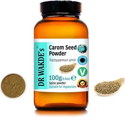 Produktbild von DR WAKDE'S Carom Samen Pulver (Sellerie | Ajwain) - 100 g (3,5 Unzen) | Rein, Raw & Getrocknetes Pulver | Ayurveda-Kräuter | Vegan | Nichts hinzugefüg