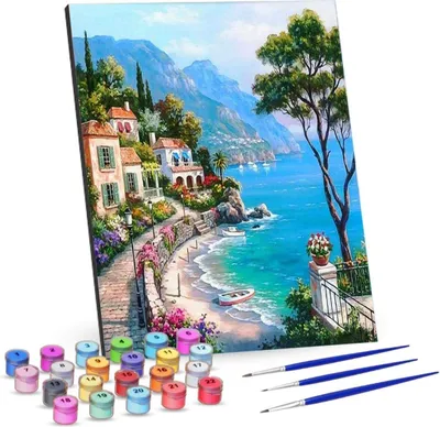 Obrázok produktu pre Maľovanie podľa čísel 40x50 cm, španielska pobrežná krajina, plátno, pre dospelých