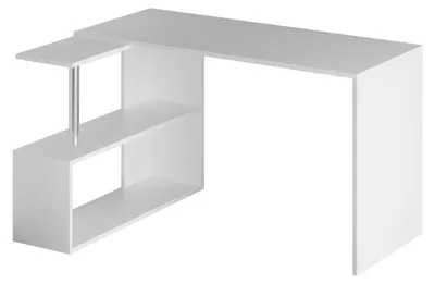 Image de Bureau en panneaux de particules mélaminés blanc - 90 x 75 x 60 cm - Rangements intégrés
