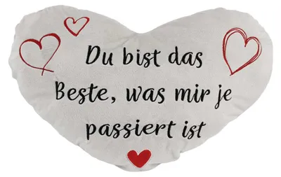 Produktbild von Herzkissen grau "Du bist das Beste..." - ca. 45 cm