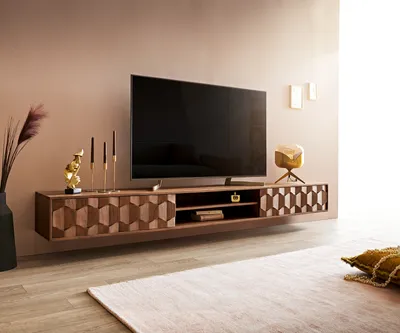 Produktbild von DELIFE Lowboard Fevo 240 cm Akazie Braun 4 Türen schwebend