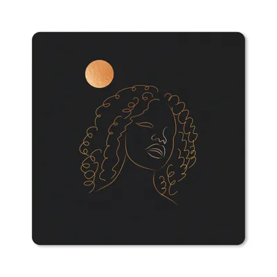 Produktbild von MuchoWow® Mauspad Mousepad Frau - Mond - Strichzeichnung - Gold 30x30 cm - Mousepads - Maus Mat - Pad - Mausunterlage - Gaming