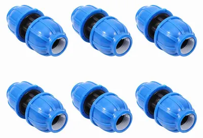 Zdjęcie produktu dla Zestaw 5 sztuk plastikowych łączników do rur wodociągowych z PE, proste, 20 mm – 20 mm, adaptery do łączenia rur