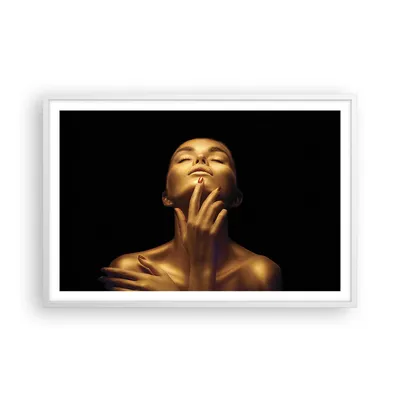 Produktbild von Gerahmtes Poster - Weißer Rahmen - Gold Frau Stück - 91,5x61 cm - Wand Bild - Wanddeko - Wandbilder - Kunstposter - Wandposter - Bilderrahmen - Bilder - Kunstdruck - Wanddekoration - P2WAA91x61-4573