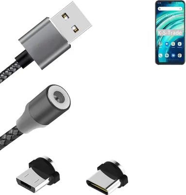 Produktbild von K-S-Trade Hochwertiges Magnet-Lade-kabel Sync-Kabel Daten-Kabel für UMIDIGI A9 Pro mit USB-Typ-C-Anschluss und Micro-USB-Anschluss 2A bis zu 480mbps