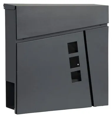 Produktbild von ModernHome HPB932-20-1 Briefkasten mit Zeitungshalter, verzinkter Stahl, Anthrazit