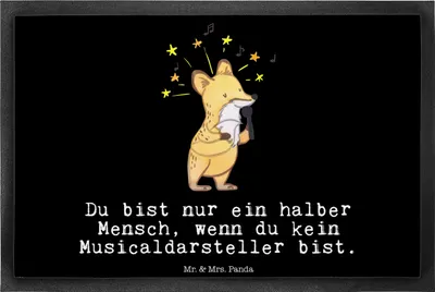 Produktbild von Mr. & Mrs. Panda Schmutzmatte Musicaldarsteller Herz 40 x 60 cm - Schwarz - Geschenk, Fußabtreter, Bodenvorleger, fußmatte, Fußabstreifer, Gummimatte