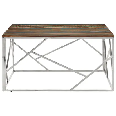Produktbild von "WINTER SALE"Satztische/Couchtisch elegantes Design - Wohnzimmertisch - Silbern Edelstahl und Altholz Massiv - Couchtische NeuMöbel620767