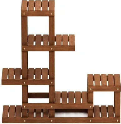 Productafbeelding van Famanu bloemenstandaard van teakhout - natuurlijke kleur - 25,15 x 90,17 x 91,44 cm