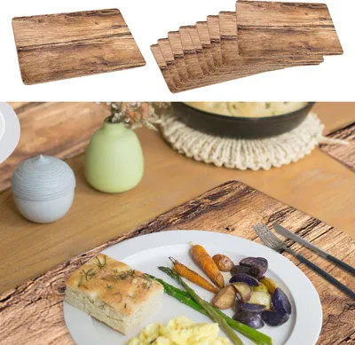 Produktbild von Platzmatten 10er Set 44x28,5cm Holzoptik Tischset Platzset Tischauflage Tellerunterlage Eichenoptik