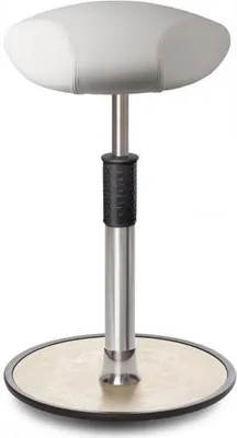 Produktbild von Sitz- Stehhocker Free Tall Triangel Boxmark Leder Weiß chrom /cremeweiß.