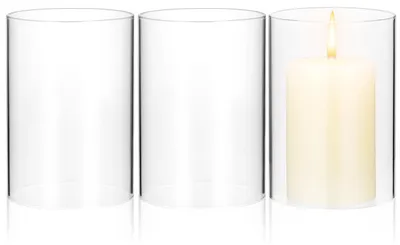 Productafbeelding van 3 stuks glazen kaarsenafdekking voor stompkaarsen, transparant design