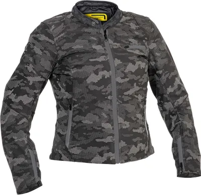 Produktbild von Lindstrands Fryken Camo Damen Motorrad Textiljacke, schwarz/grau, 38