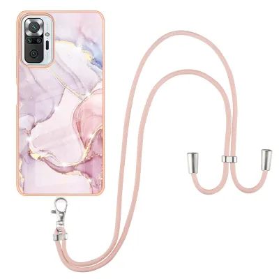 Immagine prodotto di Custodia con cinturino per Xiaomi Redmi Note 10 Pro/10 Pro Max, paraurti in TPU morbido, custodia protettiva, con cinturino regolabile Rose gold