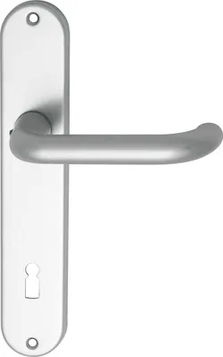 Produktbild von Türbeschlag Sch U Form | Türgriff für Innentür auf Schild BB 90 | Aluminium silber