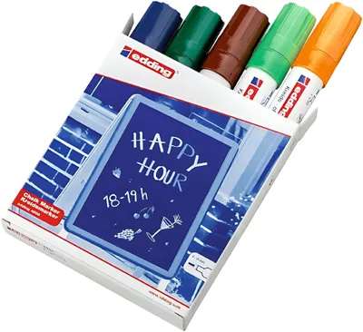 Produktbild von Edding 4090, Blau, Braun, Grün, Orange, Meißel, Geruchlos, 5 Stück(e)