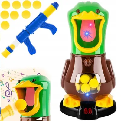 Produktbild von Geschicklichkeitsspiel hungrige Ente mit Schaumstoffbällen und Pistole, interaktives Zielspiel Anzeige für Kinder und Familie