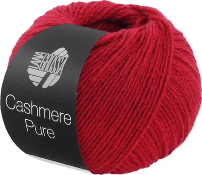A ball of red yarn with a black label.