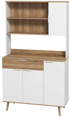 Immagine prodotto di Credenza da Cucina 98x39x180 cm in Legno Truciolare Bianco e Legno