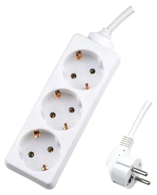 Zdjęcie produktu dla Rozdzielacz stołowy SKYLAND, 3-gniazdowy, przewód zasilający 5 m, 3x1,5 mm², obrócony o 45°, biały, 1 szt.