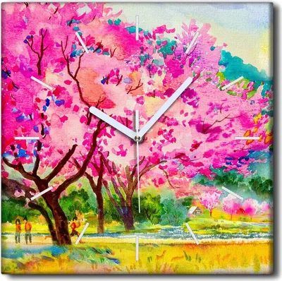 Produktbild von Coloray Uhr auf Leinwand 30x30 cm Wand Uhr Dekoration Wohnzimmer Segeltuch weiße Zeiger -Blumen-Fahrraddorf.