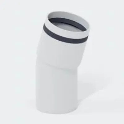 Obrázek produktu pro Ohyb, DN50, POLO-KAL 3S, PP-MD, průměr 50 mm, úhel 15°, bílý, 1 kus.