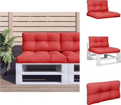 Imagen del producto de vidaXL Cojines para palets, juego de 2, color rojo, tela - Cojines para asiento