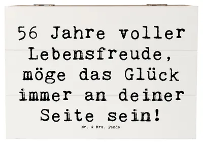 Produktbild von Mr. & Mrs. Panda holzschatulle Spruch 56. Geburtstag 22 x 15 cm - Weiß - Geschenk, fotobox, geschenkkiste, Truhe, Feier, Happy Birthday, Geschenkideen, Kiste mit Deckel