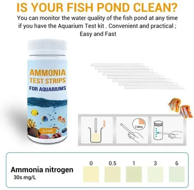 Ammoniaktestkit 50 Stück - Wasserqualitätstester - Teststreifen für Aquarium/Teich - Zuverlässiges Material - Einfach zu