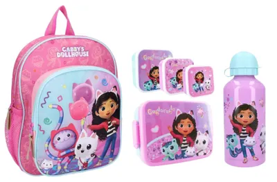 Produktbild von Gabby's Dollhouse Schulset; Rucksack und Lunchbox, 5-teilig