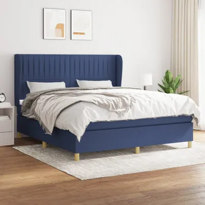 Produktbild von The Living Store Boxspringbett mit Matratze Blau 180x200 cm Stoff