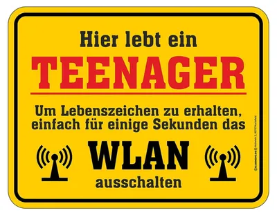 Produktbild von Blechschild mit Spruch : Teenager WLAN