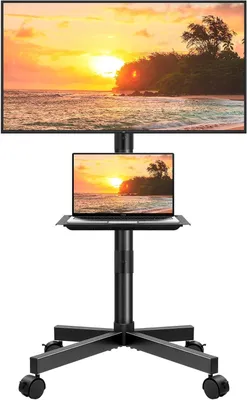Produktbild von Mobiler TV-Ständer – TV-Wagen – Präsentationsmöglichkeiten – Höhenverstellbar – VESA 400x400 – Schwarz