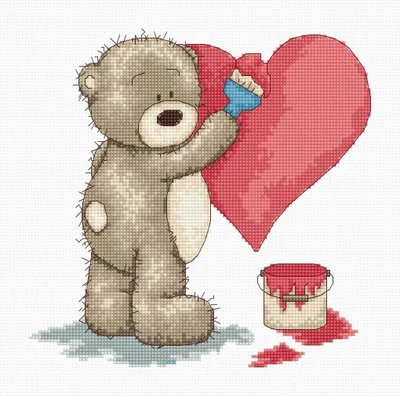 Produktbild von Auslaufmodell Luca-S Kreuzstich Set "Bruno Teddybär mit einem Herzen", Zählmuster, 17,5x17cm