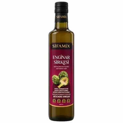 Produktbild von Sifamix Artischockenessig 500 ml – Enginar Sirkesi, Apfelessig mit Artischocke, traditionell natürlich fermentiert, ohne Zusatzstoffe, Glasflasche