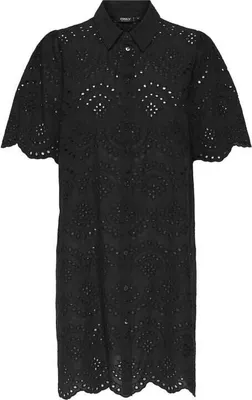 Produktbild von ONLY Stilvolles Kleid Lochstickerei Kurzarm Knopfleiste Größe: XL