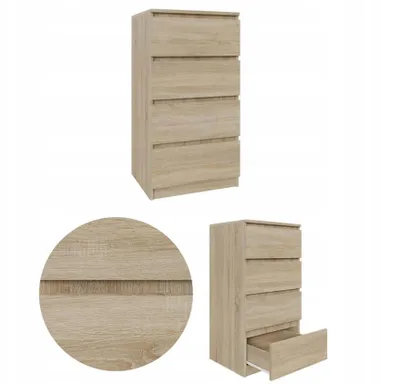 Produktbild von Kommode Schrank AVEN 50cm, Sonoma-Eiche,  4 Schubladen, Wohnzimmer, Schlafzimmer