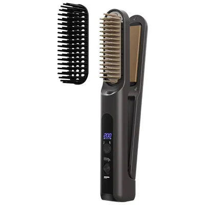Produktbild von Glätteisen Haarglätter Bürste,2 in 1 Glätteisen Locken und Glätten,GlätteisenHaarbürste,Haarglätter Bürste,Glättbürste mit LED-Anzeige