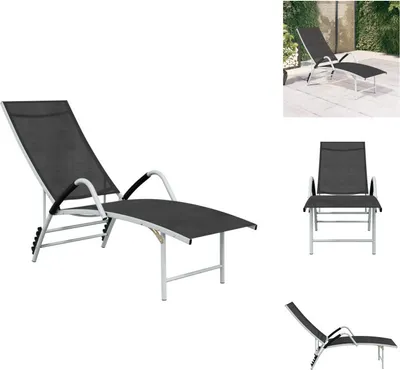 Image de vidaXL Bain de soleil Textilène et aluminium noir - Bains de soleil