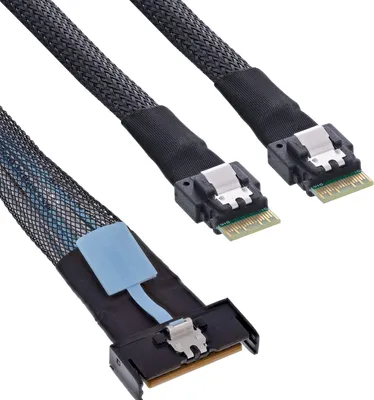 Produktbild von InLine 27663B, 0,75 m, MCIO x8, 2x 4i SFF-8654, Gerade, Gerade, Stecker