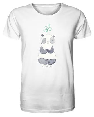 Produktbild von Mr. & Mrs. Panda T-Shirt Herren Panda Meditieren Größe S - Weiß - Geschenk, Tshirt, Shirt, Meditationskurs, Meditation, Herren-T-Shirt
