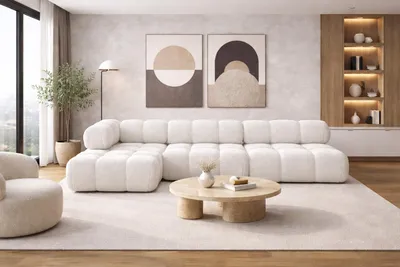 Produktbild von Kaiser Möbel Ecksofa Modulare L-Form, Bouclé-Stoff Abriamo, Ecru, Links, Selia