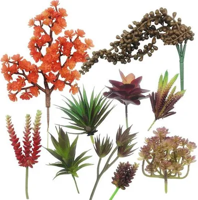 Immagine prodotto di Set di fiori in plastica - 10 pezzi - Colori assortiti - Decorazione