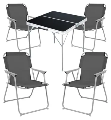 Produktbild von 5-teiliges Campingmöbel Set Alu L80xB80xH70cm Anthrazit