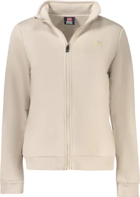 Produktbild von Beiges Damen Langarmshirt mit Reißverschluss und Applikation